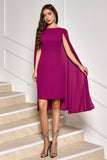 Grape Round Neck Bodycon Cocktail Party Dress With Cape