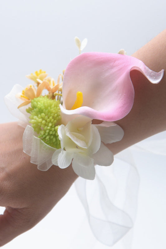 Pink Wrist Corsage for Bridesmaid