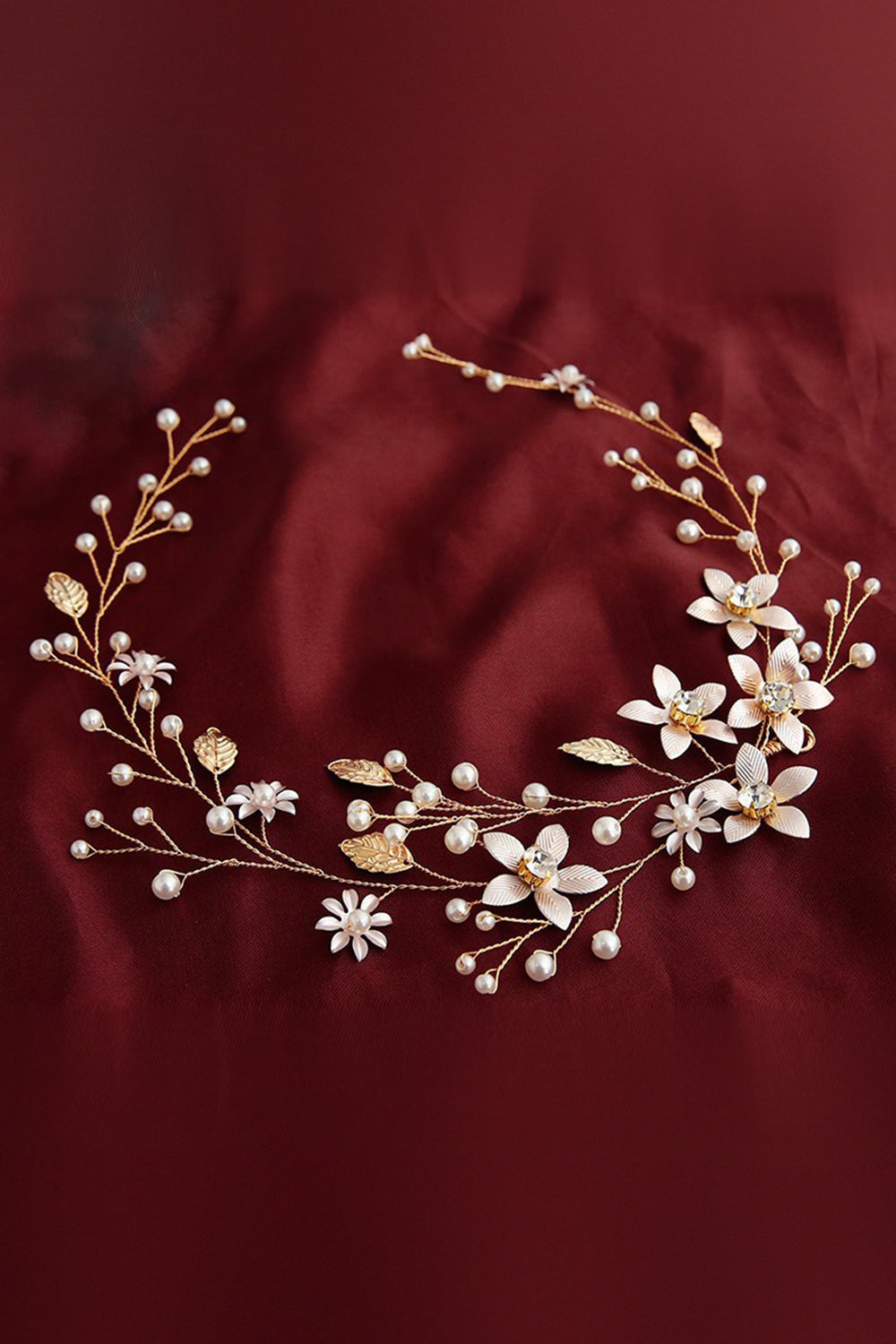 Pearl Hair Vine Gold Crystal Flower Bridal Hair Accessories