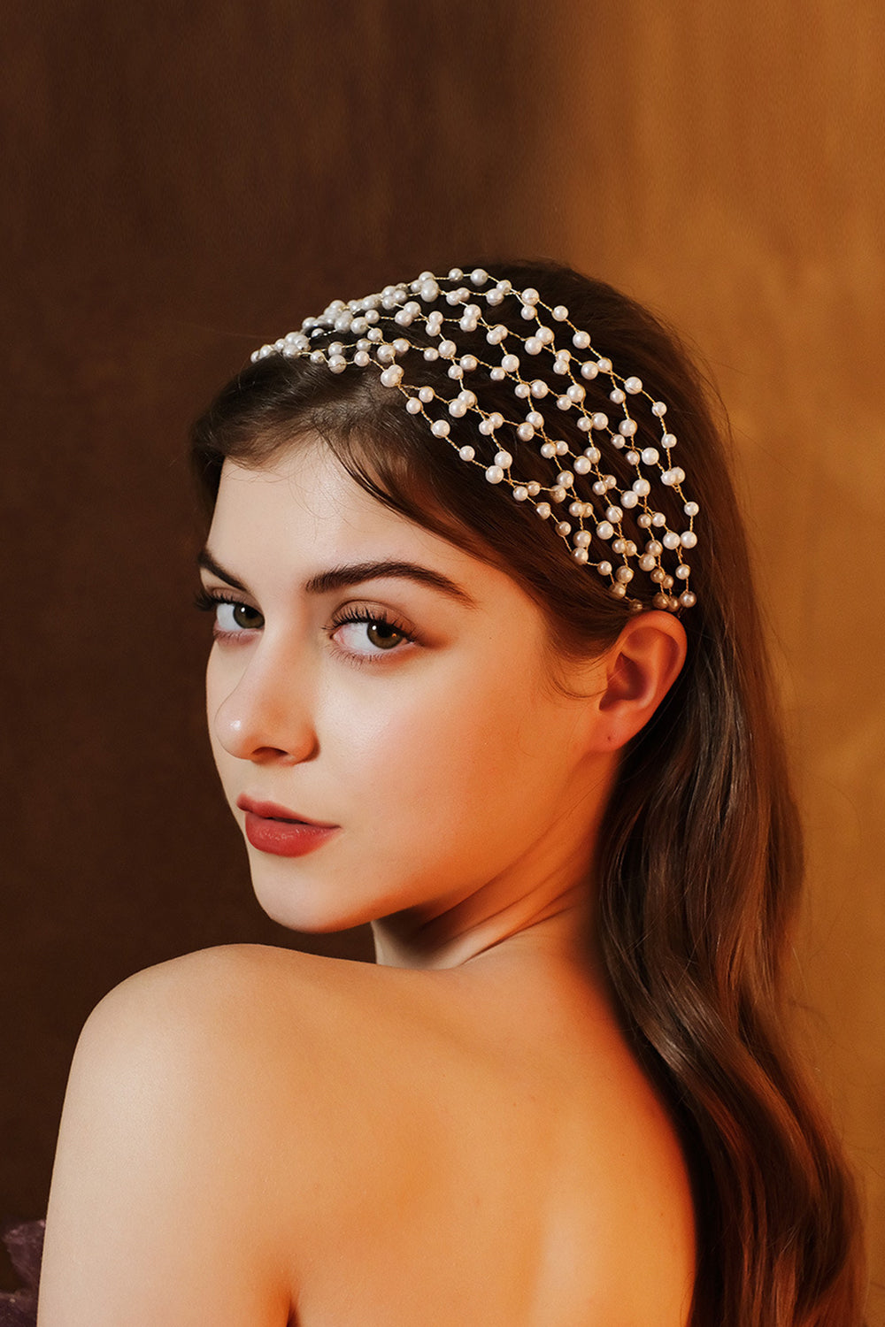 White Bridal Pearl Headbands Headpieces