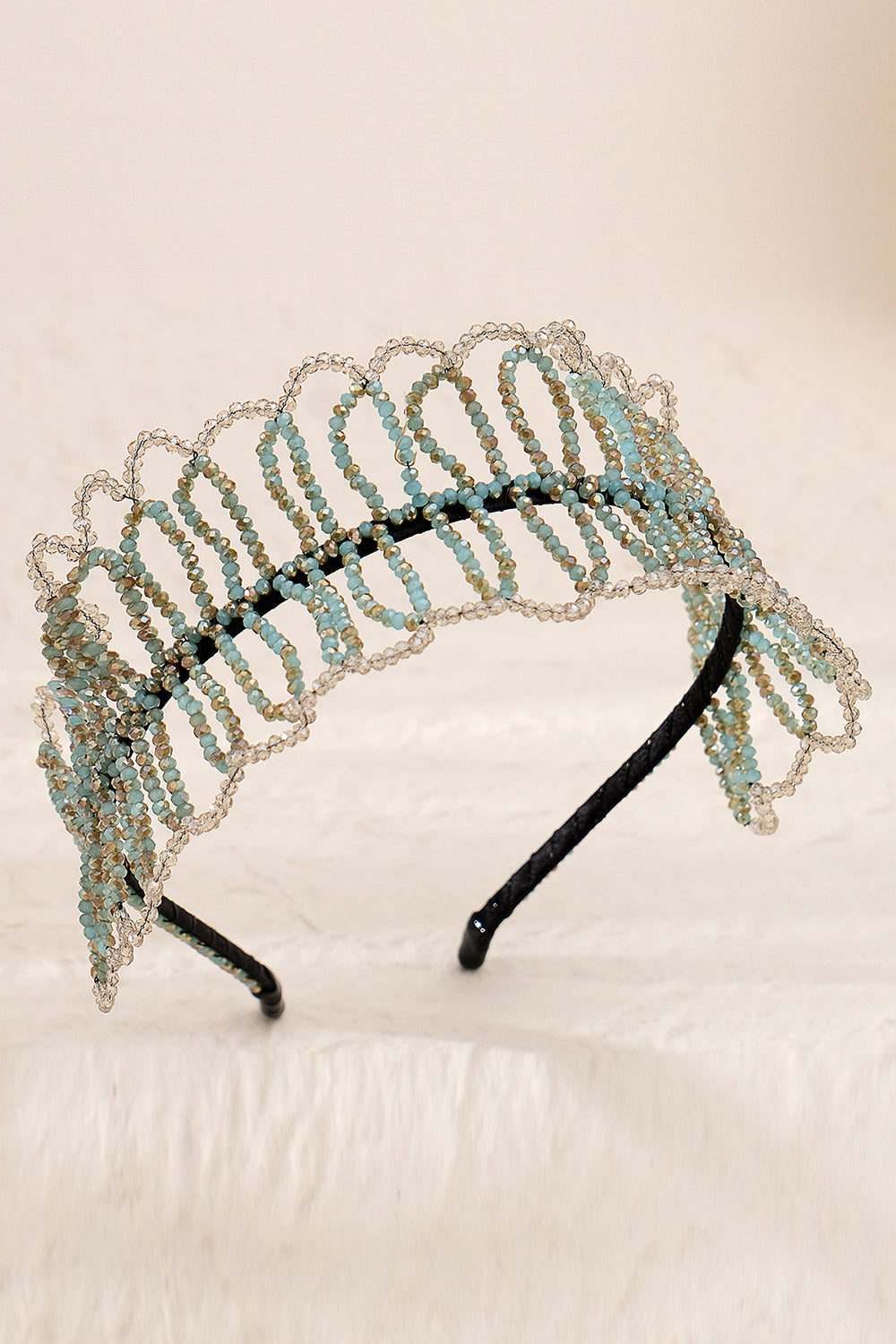 Green Vintage Bridal Crystal Headband For Wedding Party