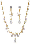 Golden Bridal Necklace Earring Set For Wedding