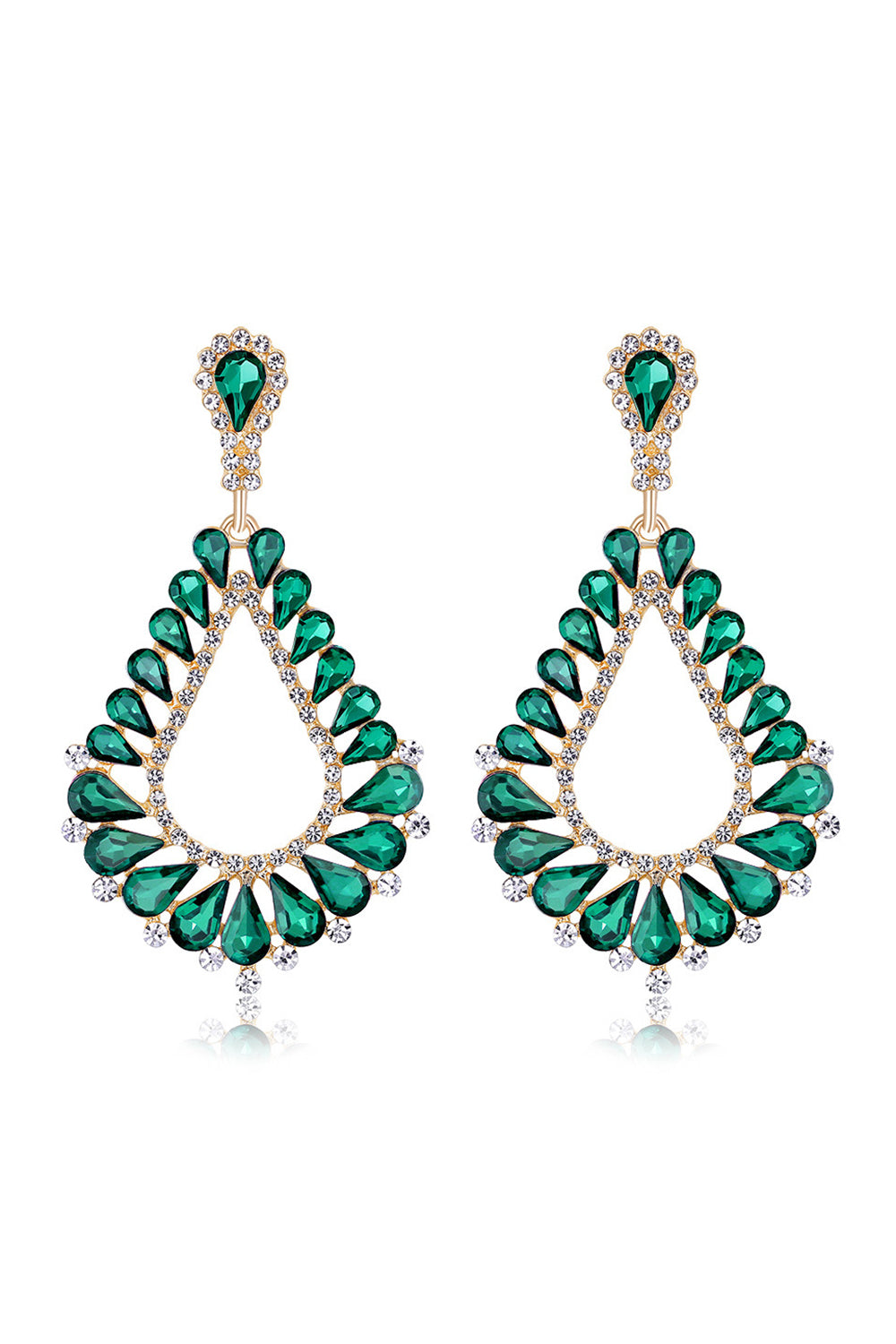 Dark Green Crystal Marquise Bridal Earrings