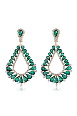 Dark Green Crystal Marquise Bridal Earrings