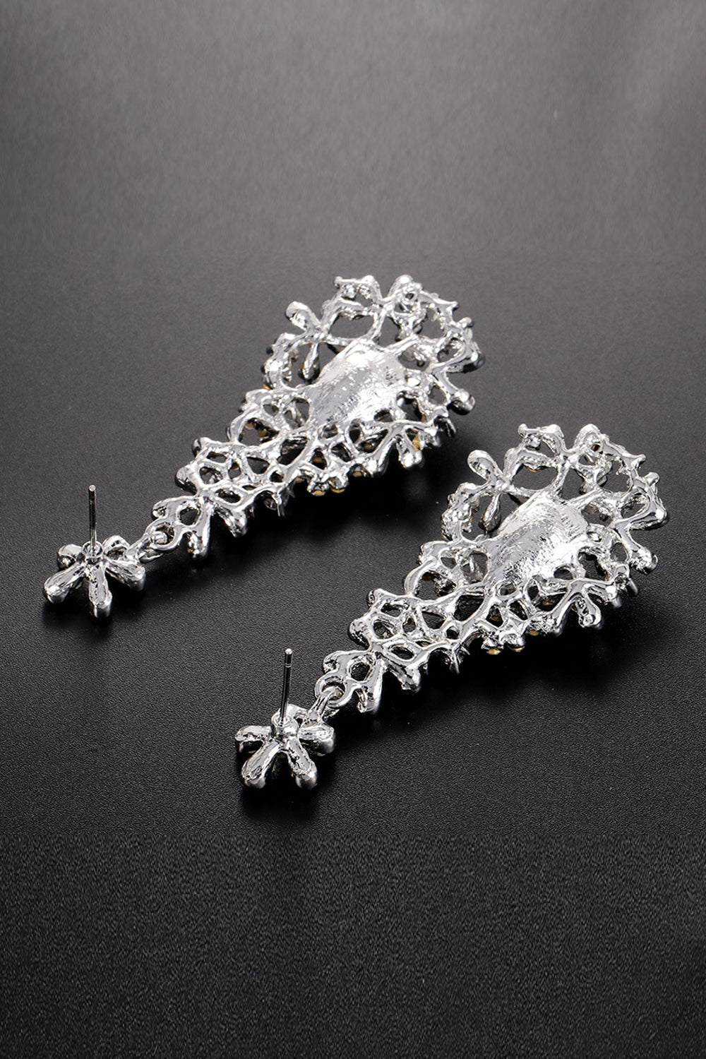 Bridal Wedding White Pendant Flower Earrings