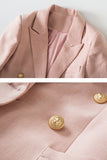 Pink Notched Lapel Double Breasted Women's Blazer