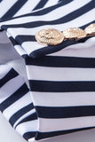 White Blue Striped Women's Blazer