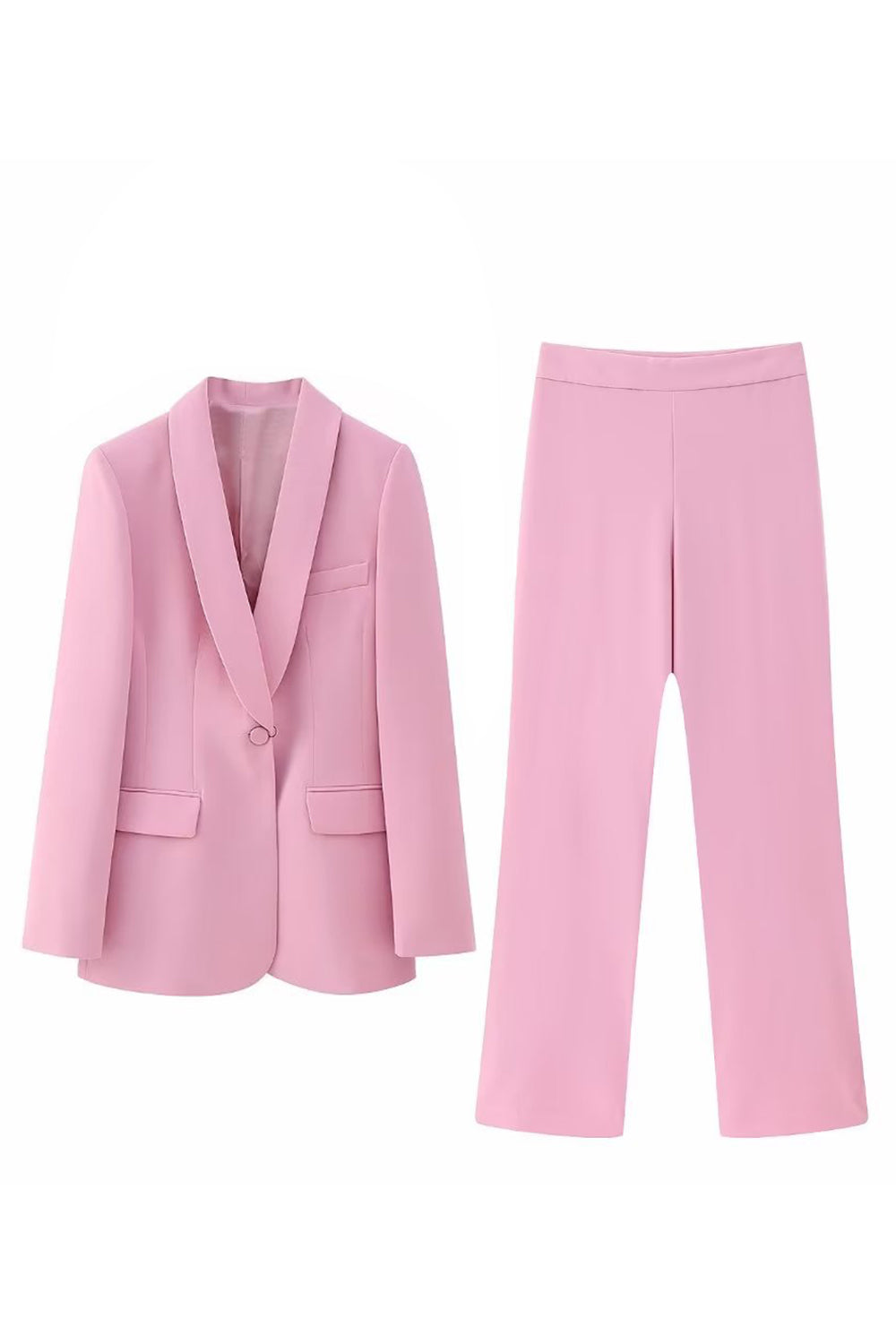 Pink Shawl Lapel One Button 2 Pieces Women Suits