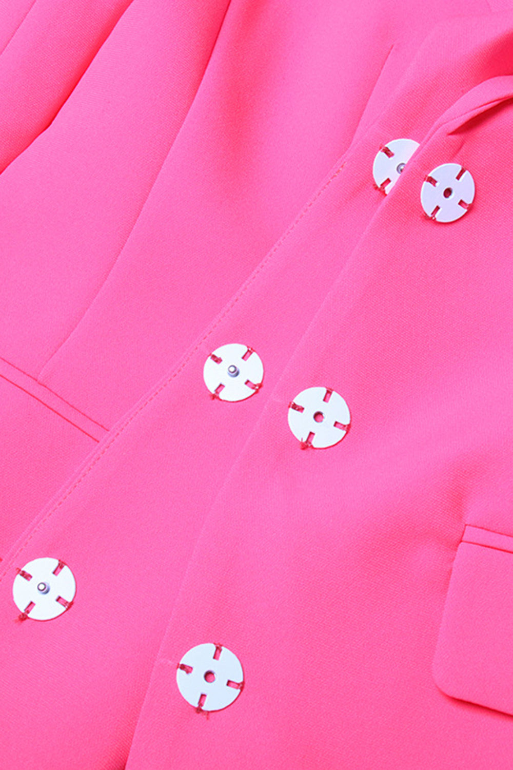 Fuchsia Peak Lapel Women Blazer with Pearl Belt