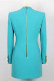 Lake Blue Peak Lapel Long Sleeves One Button Women Blazer