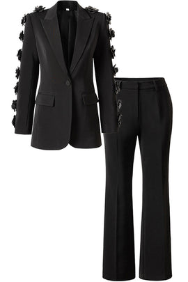 Black 2 Piece Peak Lapel Women Formal Suits