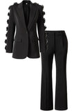 Black 2 Piece Peak Lapel Women Formal Suits