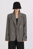 Sparkly Grey Notched Lapel Sequined Women Blazer