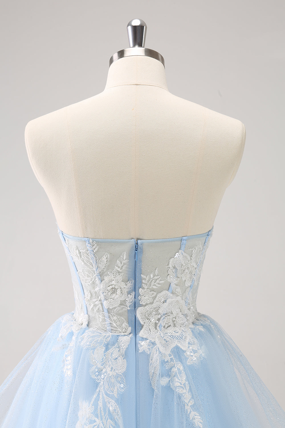 Blue Spaghetti Straps A Line Short Homecoming Dress with Lace