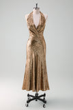 Golden Halter Mermaid Mother Of The Bride Dress