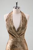 Golden Halter Mermaid Mother Of The Bride Dress