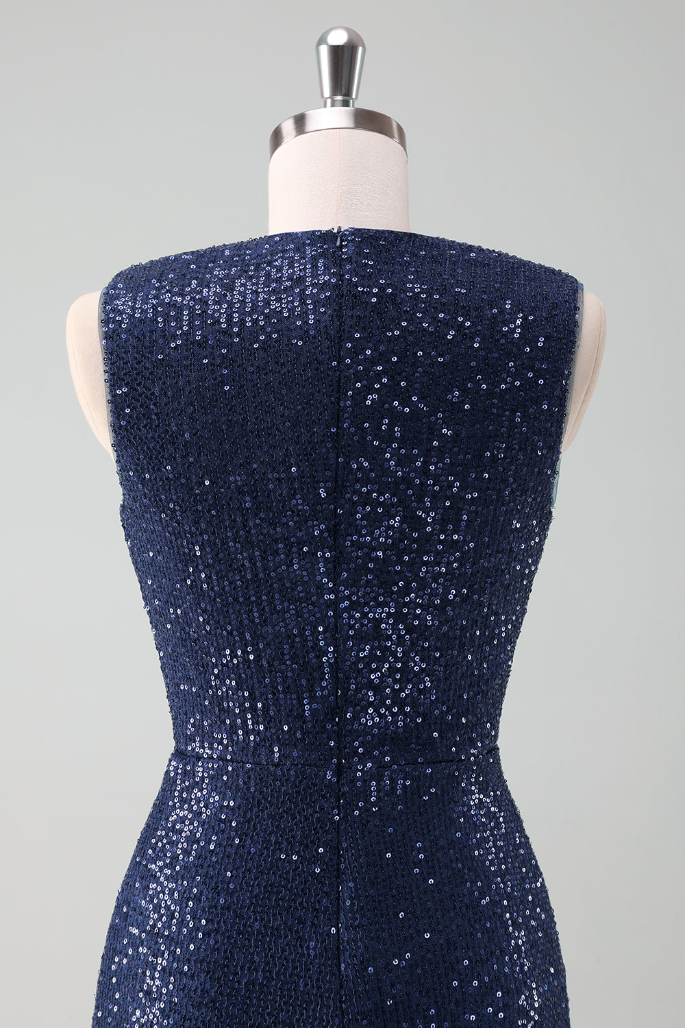 Sparkly Navy V-Neck Mother Of The Bride Dress