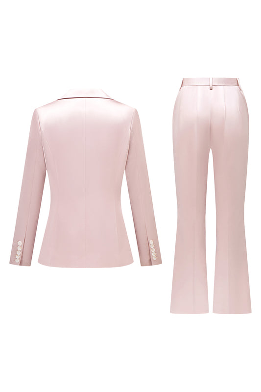 Grey Pink 2 Pieces Notched Lapel Long Sleeves Women Suits