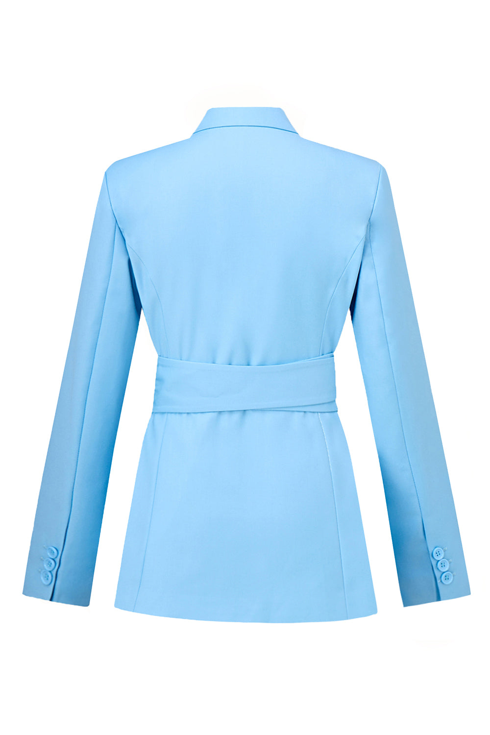 Blue Peak Lapel 2 Piece Women's Suits with Belt