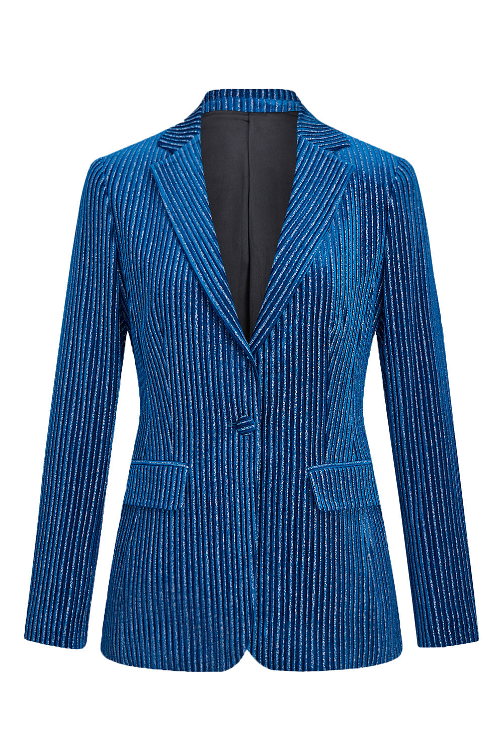 Ink Blue Striped Single Button 2 Piece Women's Suits