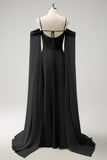 Eucalyptus Cold Shoulder Detachable Sleeves A-Line Chiffon Long Bridesmaid Dress