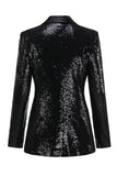 Sparkly Black Women's Party Blazer with Fringes