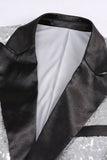 Sparkly Silver Black Peak Lapel One Button Women's Prom Blazer