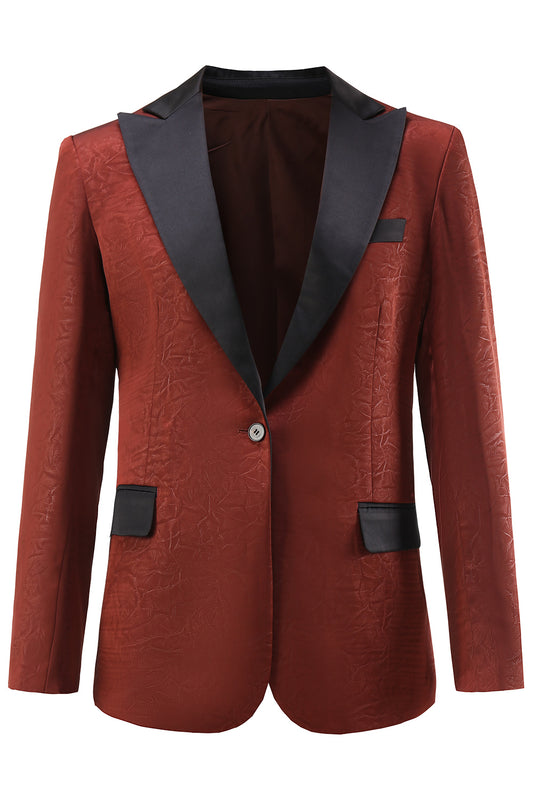 Rust Peak Lapel Jacquard Women's Blazer