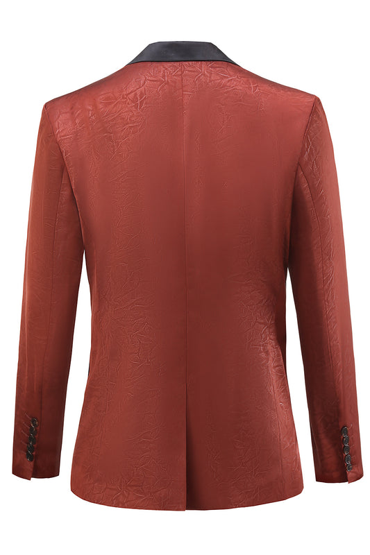 Rust Peak Lapel Jacquard Women's Blazer