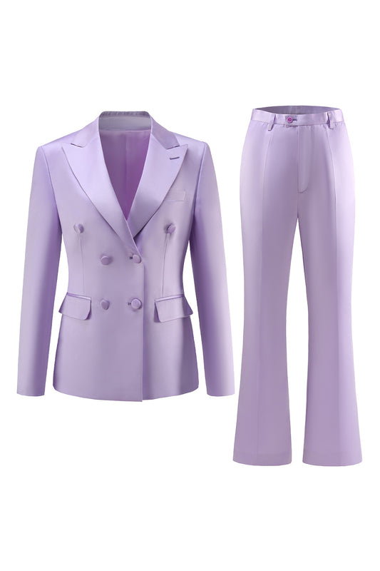 Peak Lapel Purple 2 Pieces Women's Suits