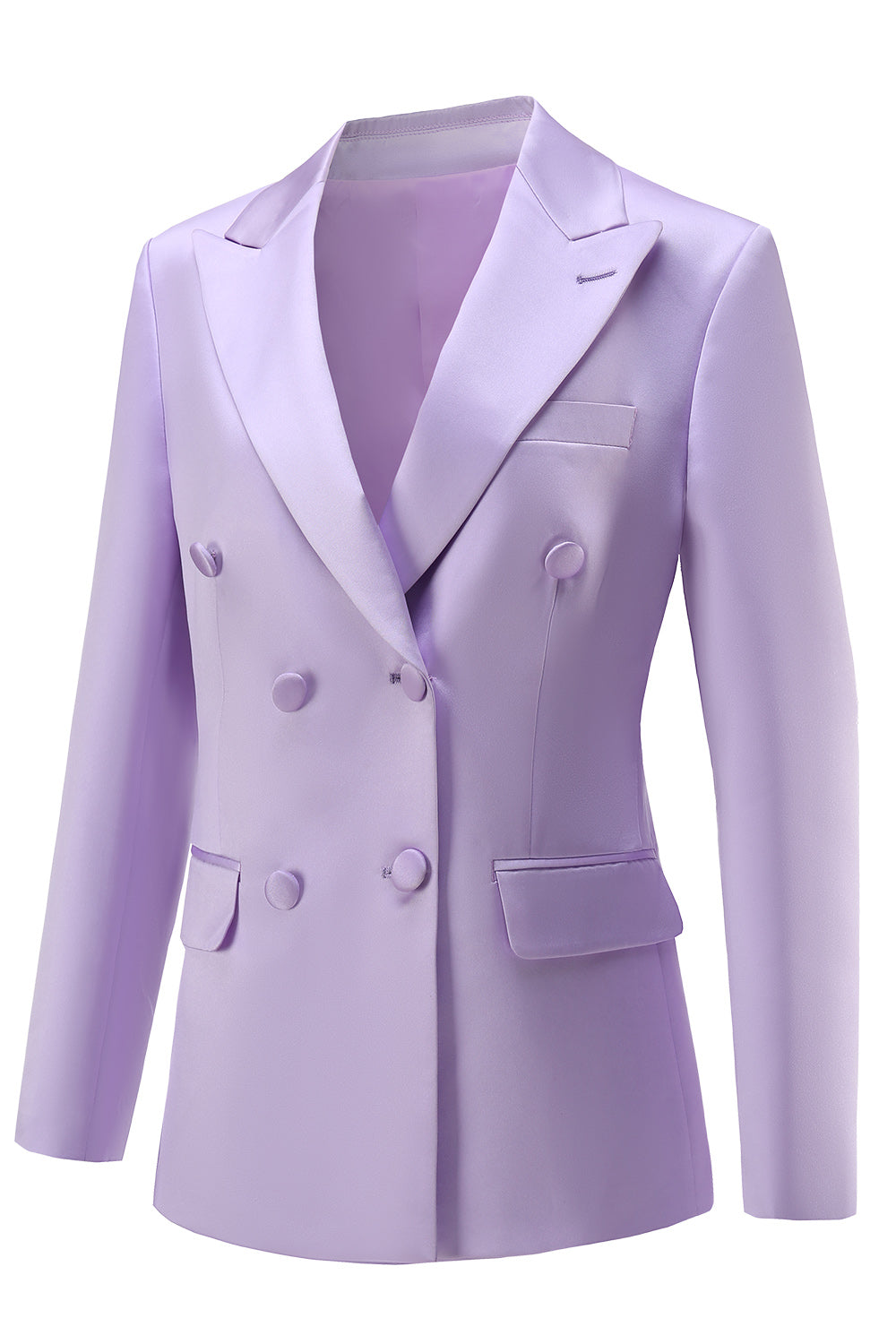 Purple Satin Double Breasted Peak Lapel 2 Pieces Women Suits