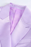 Purple Satin Double Breasted Peak Lapel 2 Pieces Women Suits