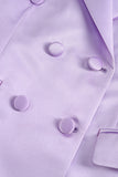 Purple Satin Double Breasted Peak Lapel 2 Pieces Women Suits