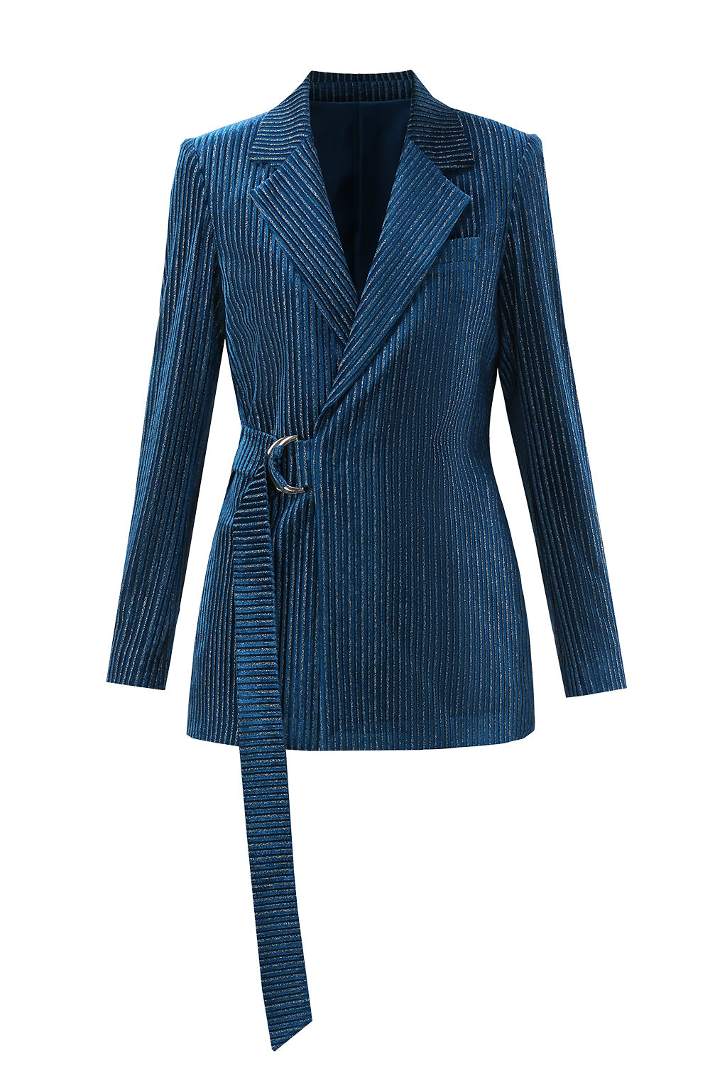 2 Pieces Peacock Blue Notched Lapel Women's Suits with Belt