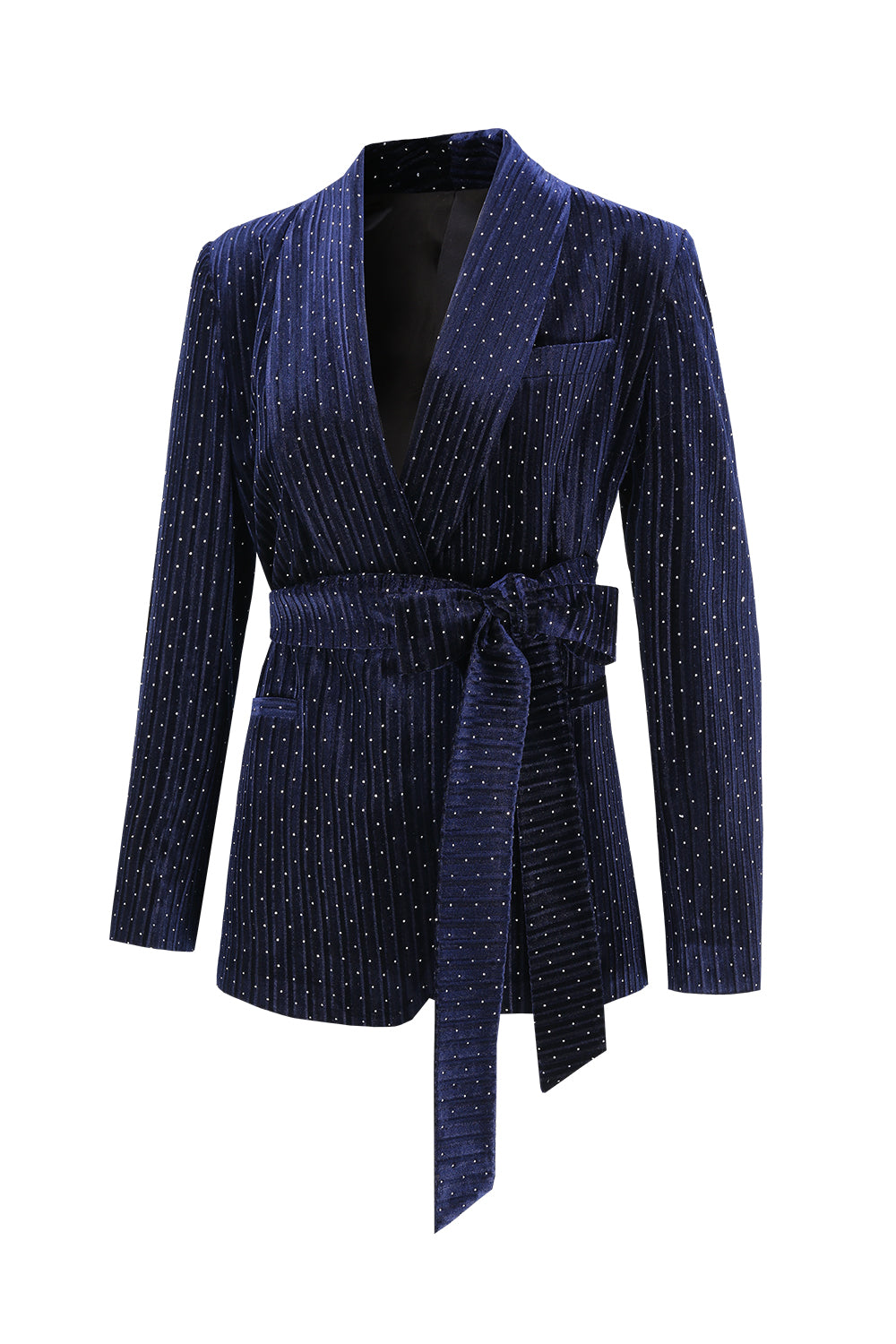 Sparkly Navy 2 Piceces Shawl Lapel Women's Suits