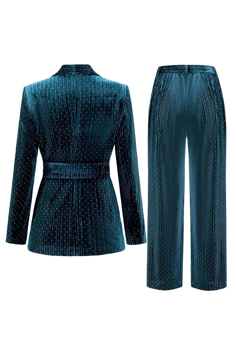 Sparkly Navy 2 Piceces Shawl Lapel Women's Suits with Beadings