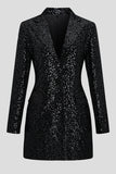 Sparkly Black Lapel Women Blazer