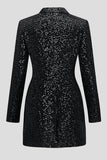 Sparkly Black Lapel Women Blazer