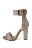 Sparkly Golden High Heel Platform Pump Sandals