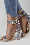 Sparkly Golden High Heel Platform Pump Sandals