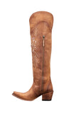 Brown Mid Calf Chunky Heel Cowgirl Boots