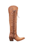 Brown Mid Calf Chunky Heel Cowgirl Boots