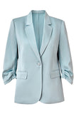 Champagne Notched Lapel Long Sleeves One Button Blazer