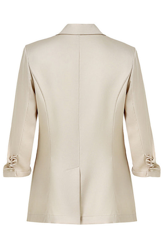 Champagne Notched Lapel Long Sleeves One Button Blazer