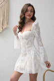 White Corset Embroidery A-Line Mini Party Dress