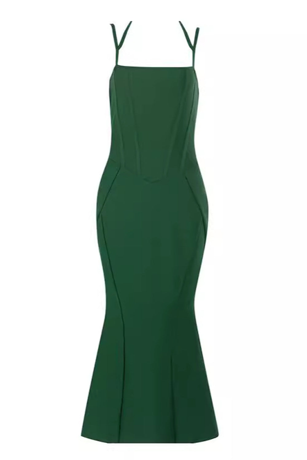 Dark Green Mermaid Spaghetti Straps Corset Long Prom Dress