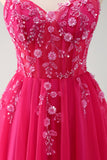 Sparkly Floral Blush Corset Tulle Long Prom Dress