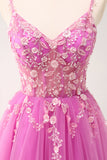 Sparkly Floral Blush Corset Tulle Long Prom Dress