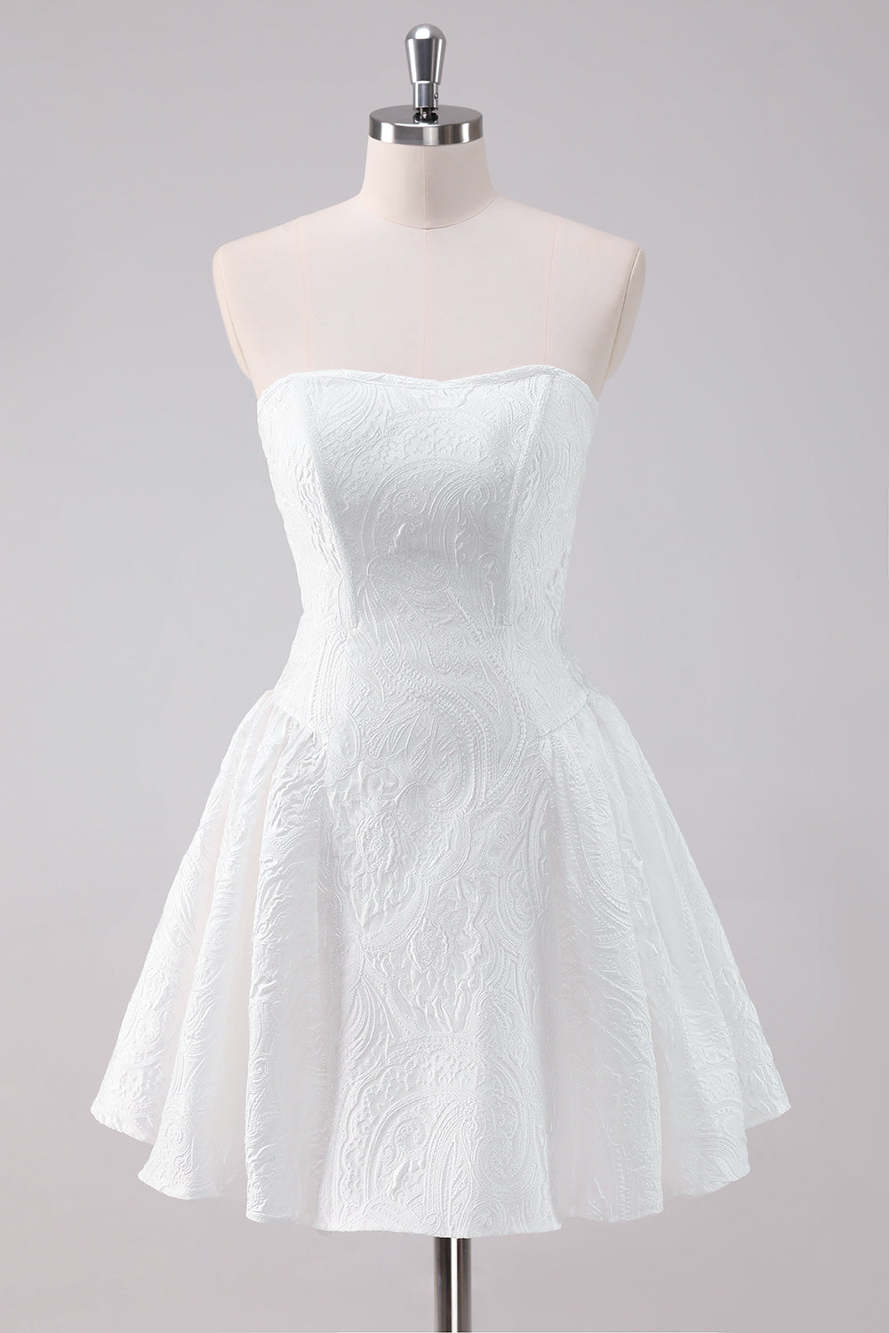 Simple White A-Line Strapless Short Homecoming Dress