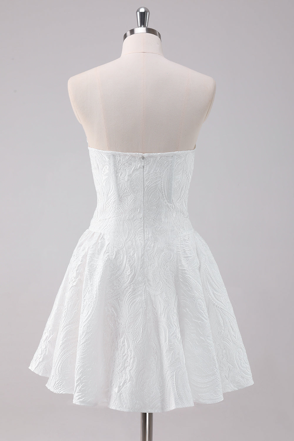 Simple White A-Line Strapless Short Homecoming Dress